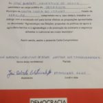 Carta compromisso da Campanha 'Agroecologia nas Eleições' assinada por Zé Roberto, atual secretário de Agricultura de Santa Luzia. Foto: ReSeA. do Itanhi/SE.